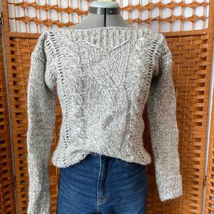 Berretti Marled Cable Knit Sweater Anthropologie Gray Made in Italy